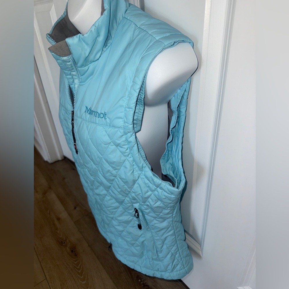 Marmot Women's Kitzbuhel Vest, Ice Blue w Gray Fleece Interior, Medium, EUC - Picture 3 of 7